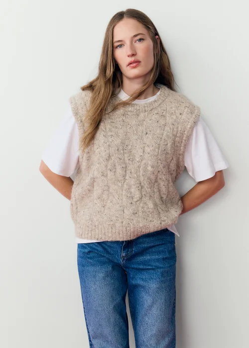 Camel Knitted Vest Top - M Image 2