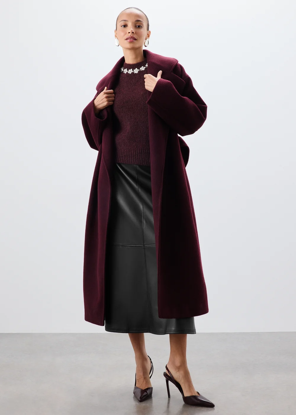 Burgundy Embellished Fluffy Jumper - 8 Image 2