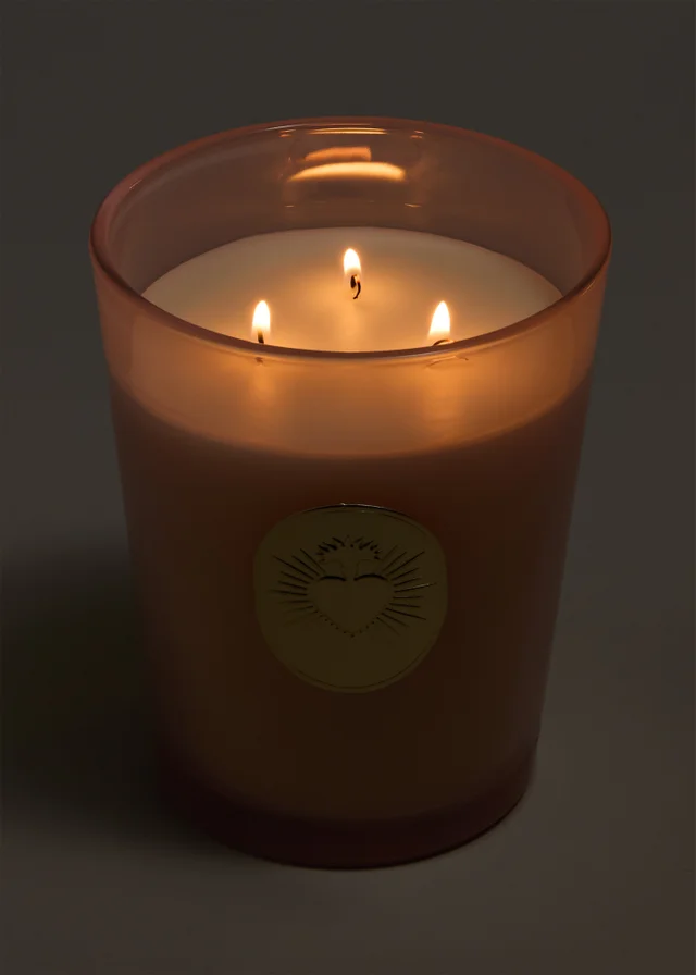 Pink Heart Large Candle