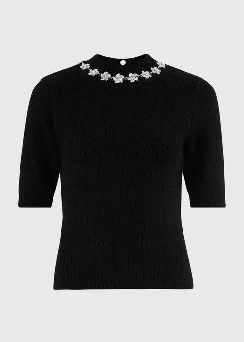Black Embellished Fluffy Jumper - 8 Image 5