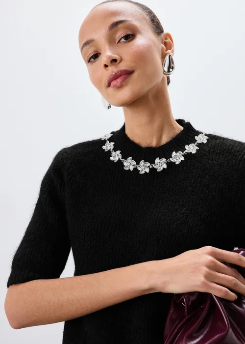 Black Embellished Fluffy Jumper - 8 Image 4