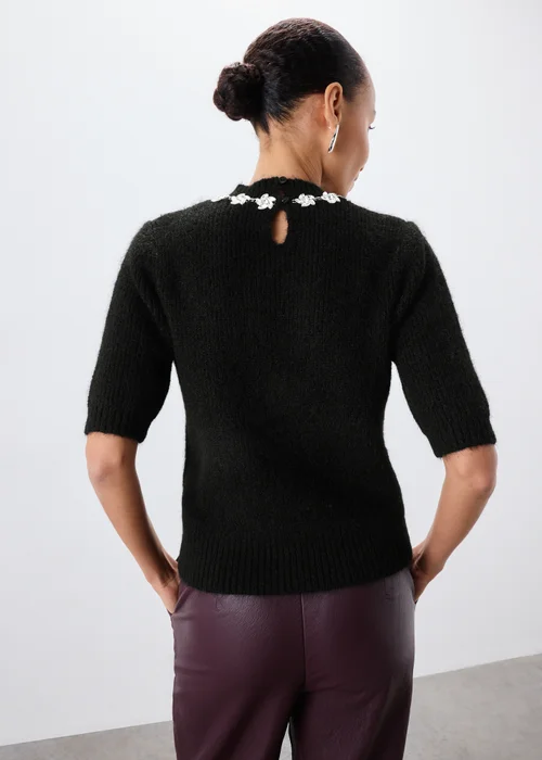 Black Embellished Fluffy Jumper - 8 Image 3