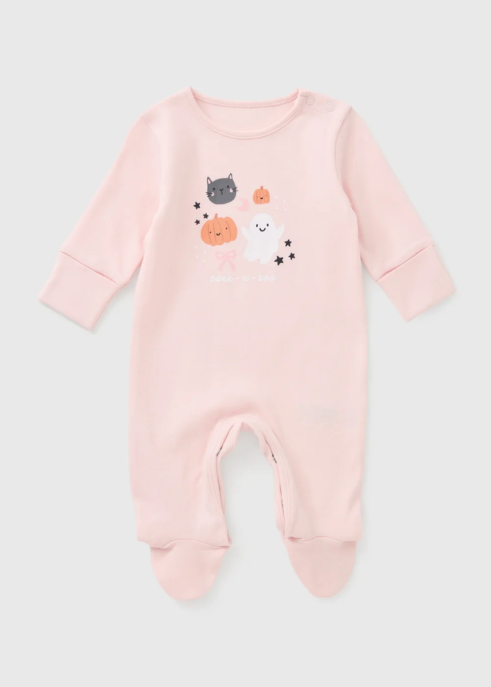 Baby Pink Halloween Peek A Boo Sleepsuit (0-18mths) - First Size Image 1