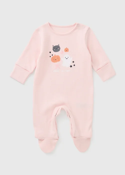 Baby Pink Halloween Peek A Boo Sleepsuit (0-18mths) - First Size Image 1