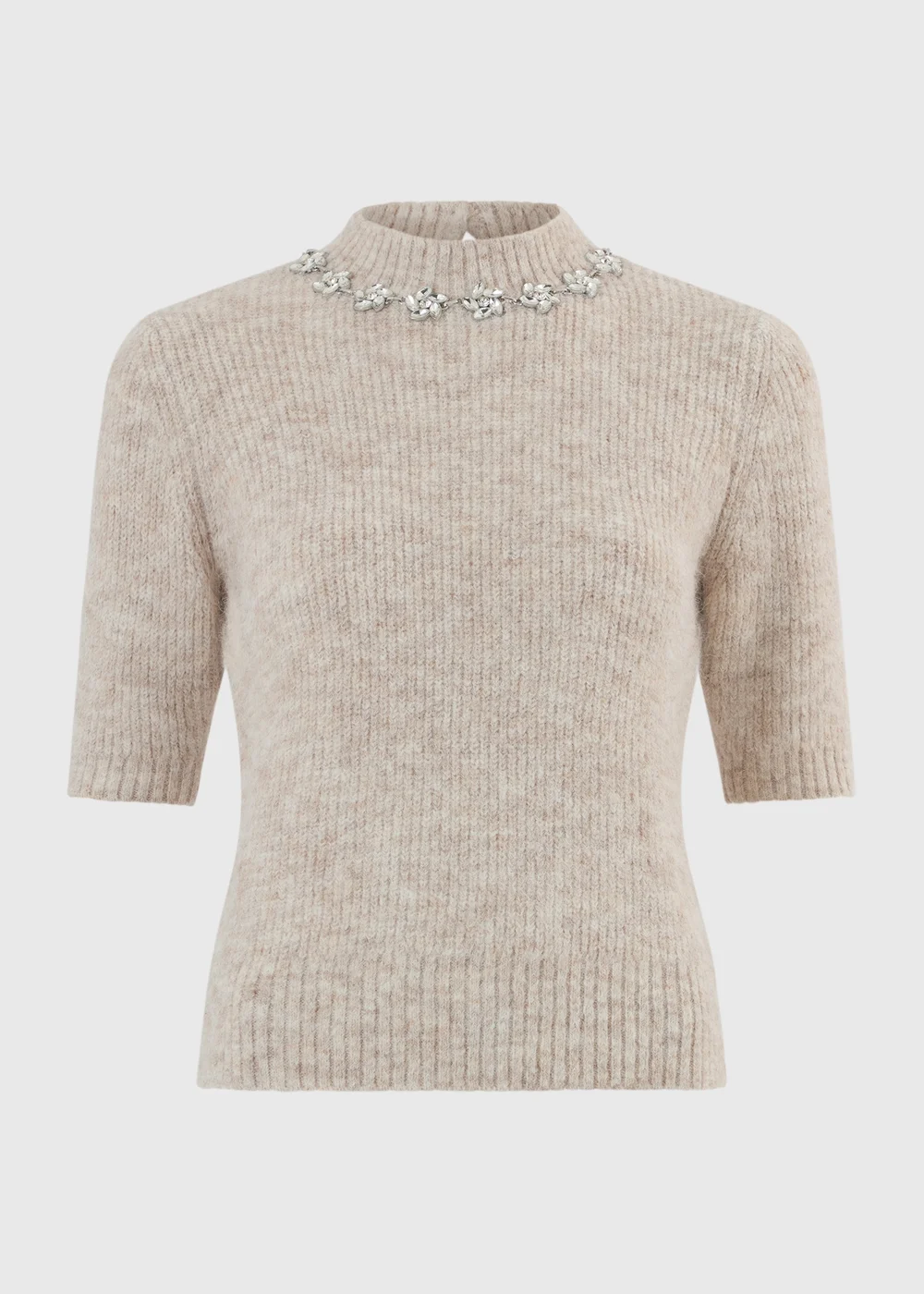 Oatmeal Embellished Fluffy Jumper - 8 Image 5