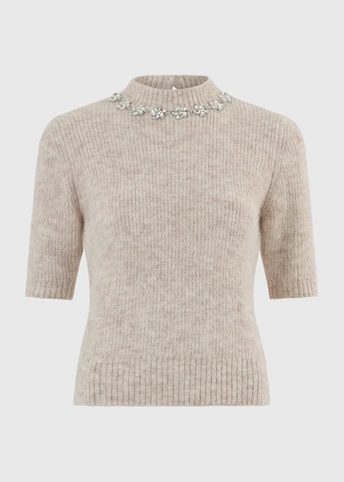 Oatmeal Embellished Fluffy Jumper - 8 Image 5