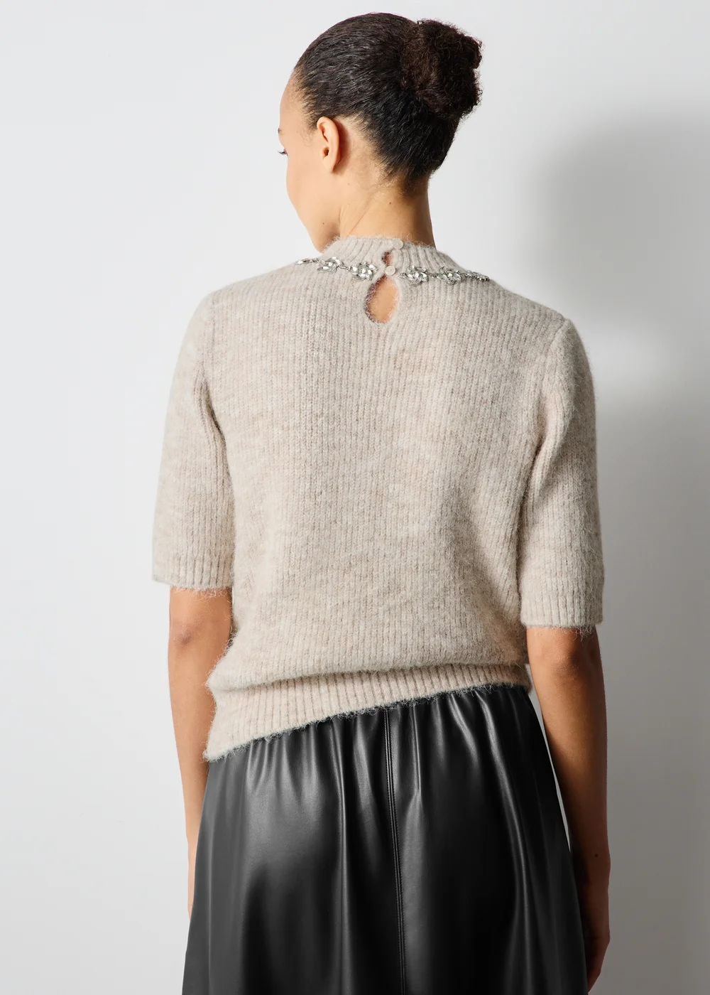 Oatmeal Embellished Fluffy Jumper - 8 Image 2