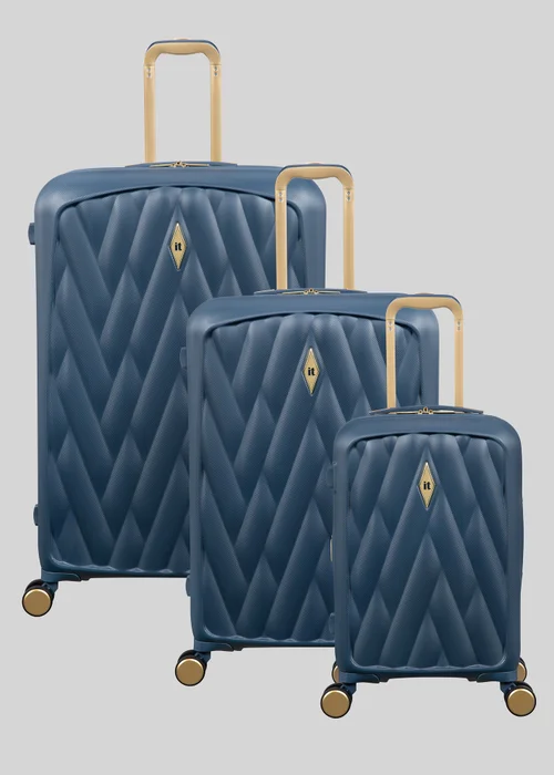 IT Luggage Blue Cossbeam Hard Suitcase - Cabin Image 1