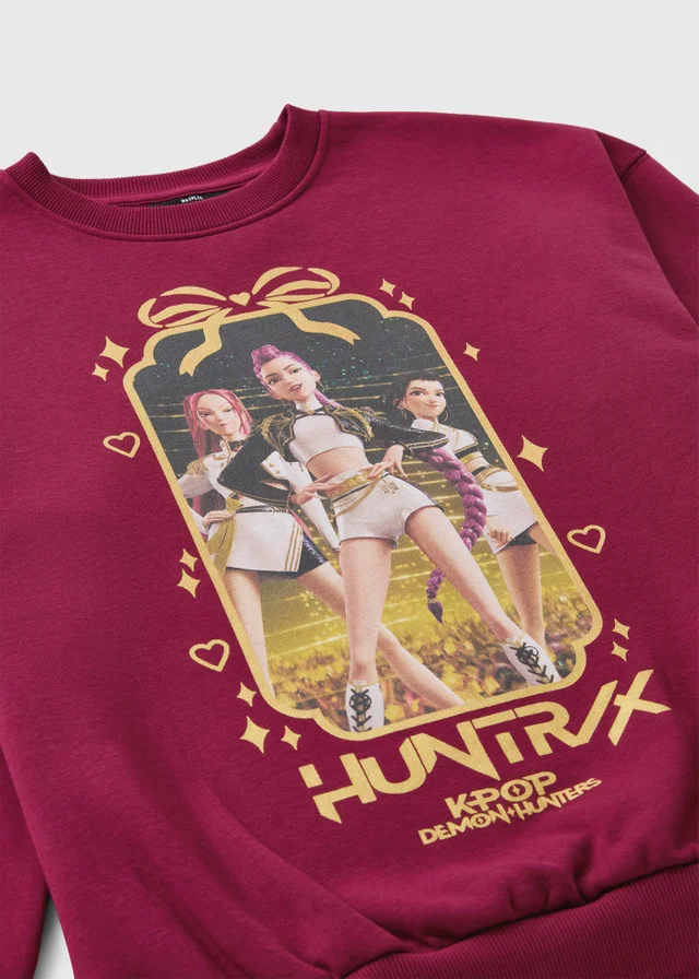 K-Pop Demon Hunters Girls Red Christmas Sweatshirt (5-13yrs)