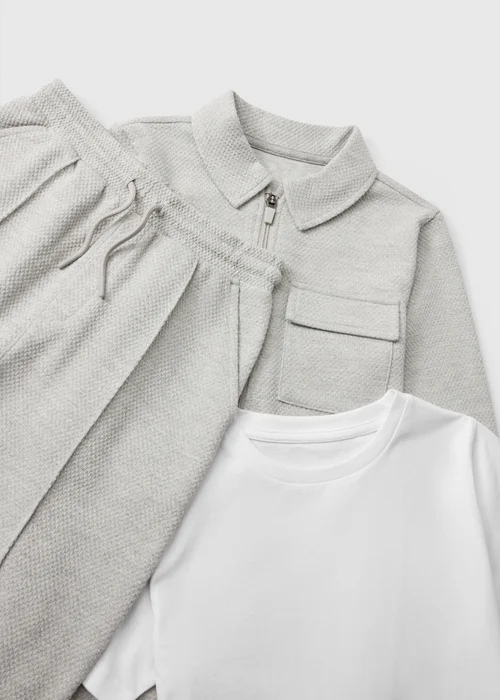 3 Pack Boys Grey Smart T-Shirt, Zip Jacket & Jersey Trousers Set (7-15yrs) - 7 Yrs Image 3