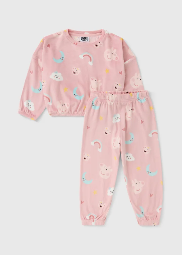 Girls Pink Peppa Pig Fleece Pyjamas (1-5 yrs)
