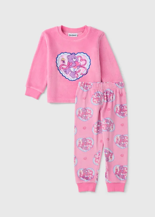 Girls Care Bears Pink Fleece Pyjamas (1-7 yrs) - 1-1.5 Yrs Image 1