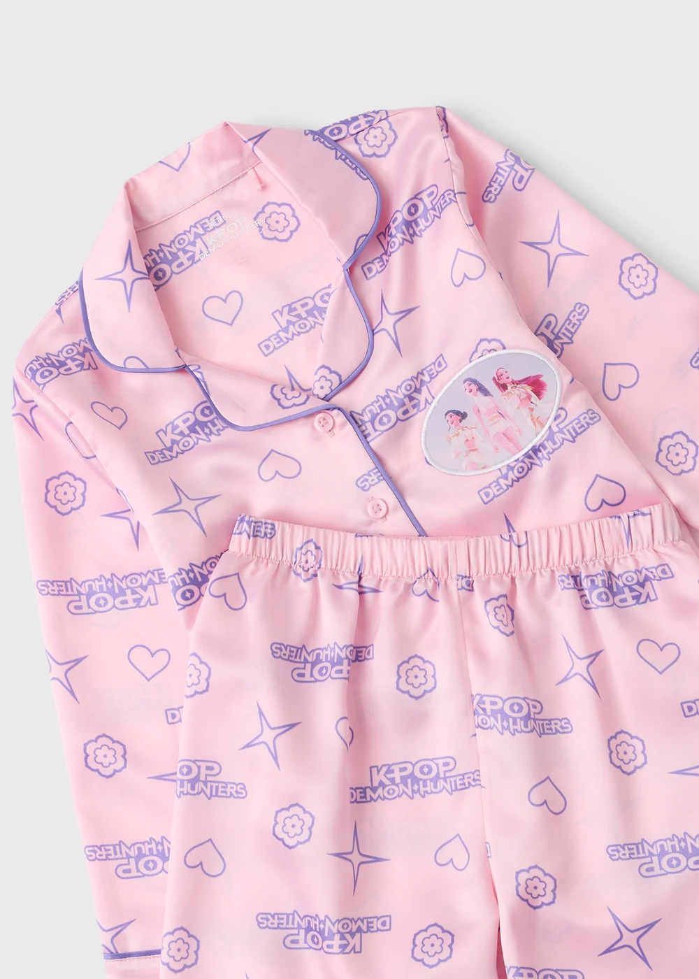 Girls Pink K-Pop Demon Hunters Satin Pyjamas (6-13 yrs) - 6 Yrs Image 2