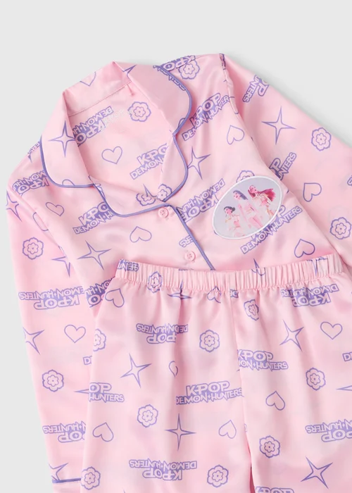 Girls Pink K-Pop Demon Hunters Satin Pyjamas (6-13 yrs) - 6 Yrs Image 2
