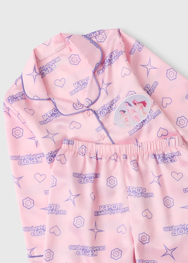 Girls Pink K-Pop Demon Hunters Satin Pyjamas (6-13 yrs)