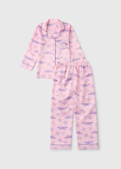 Girls Pink K-Pop Demon Hunters Satin Pyjamas (6-13 yrs) - 6 Yrs Image 1