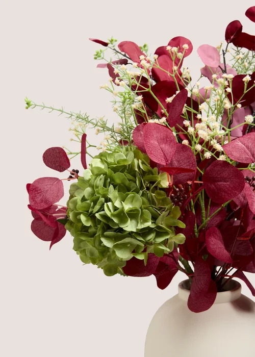 Burgundy Floral Arrangement & Pot Image 2