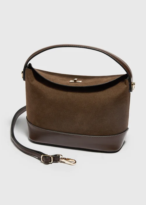 Brown Faux Suede Cross Body Bag - One Size Image 2