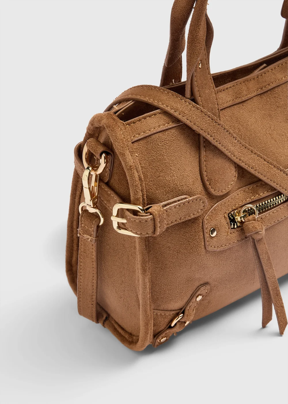 Tan Faux Suede Cross Body Bag - One Size Image 2
