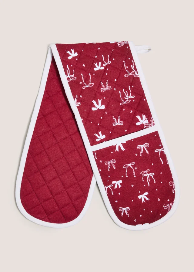 Burgundy Bow Oven Gloves