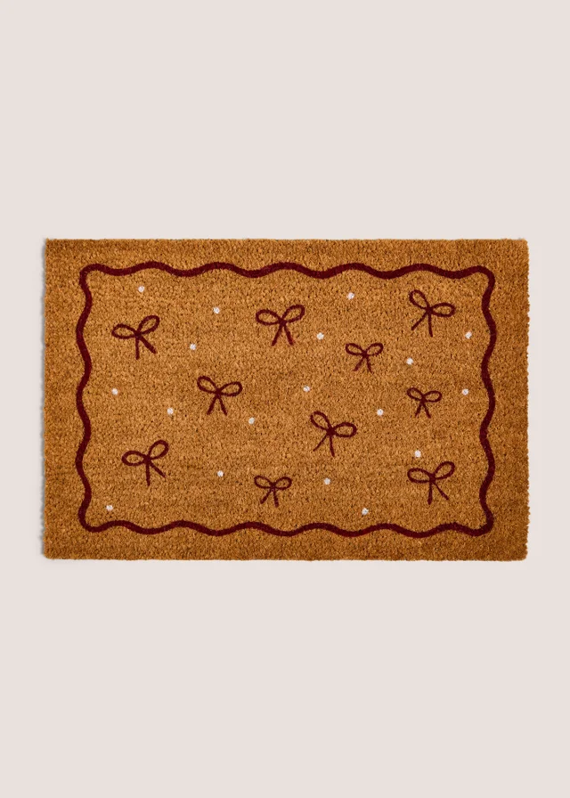 Burgundy Bow Door Mat