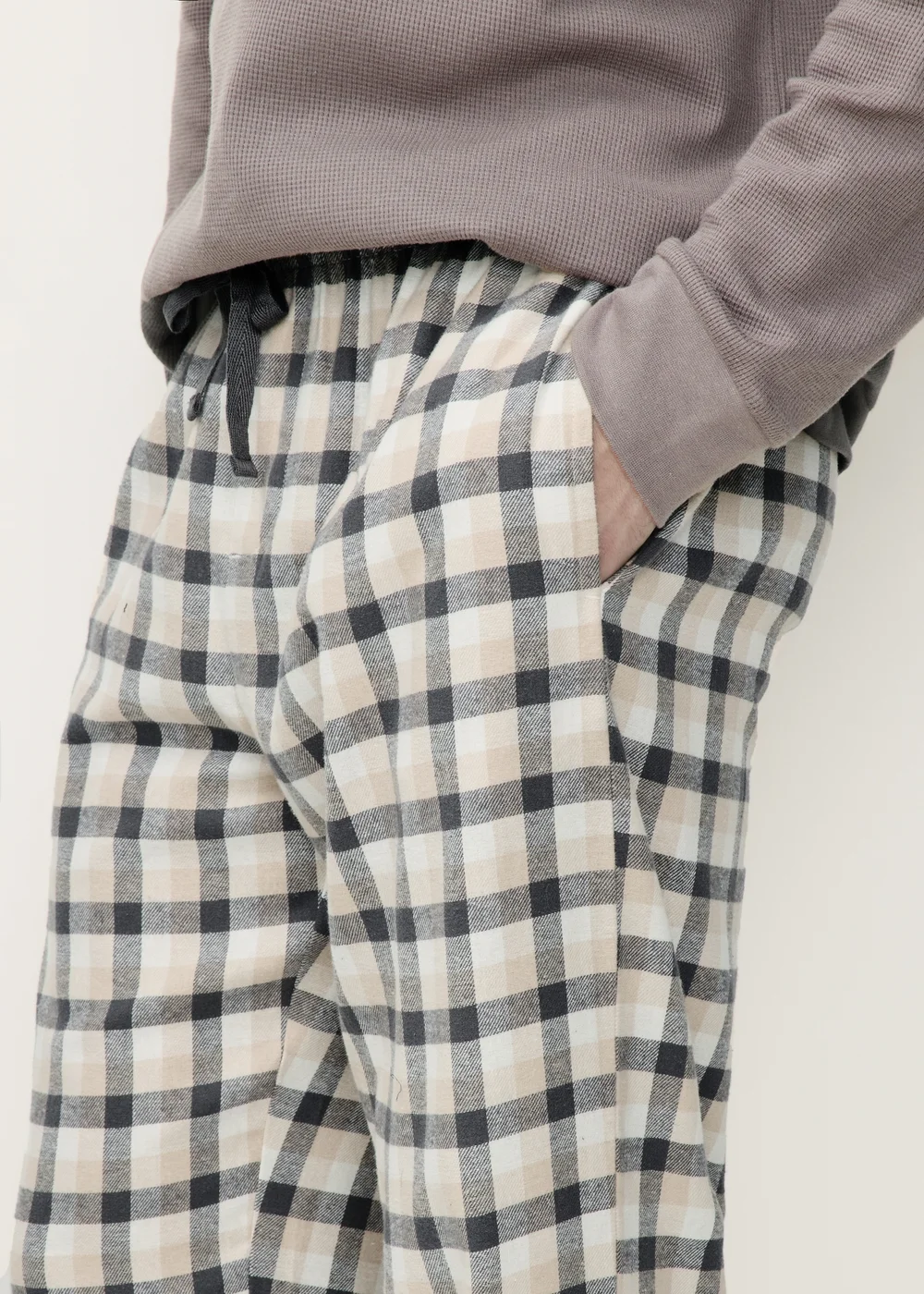 2 Pack Grey Brushed Check Pyjama Bottoms - XS Image 3