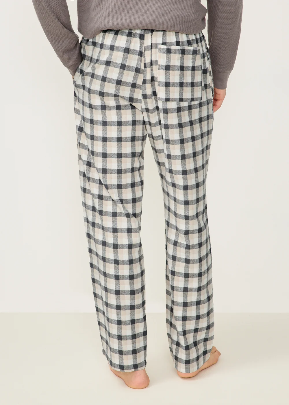 2 Pack Grey Brushed Check Pyjama Bottoms - XS Image 2
