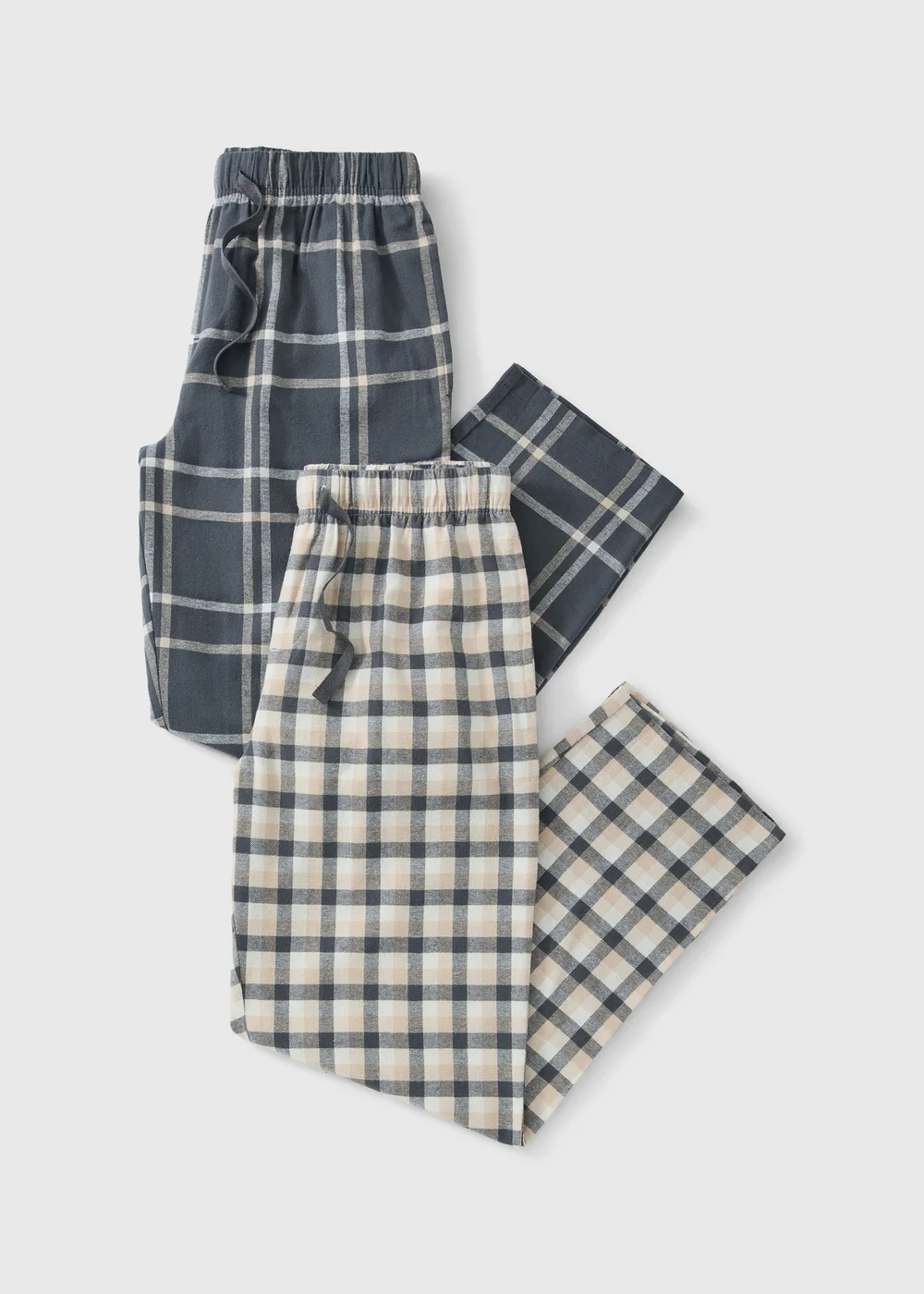 2 Pack Grey Brushed Check Pyjama Bottoms - XS Image 4