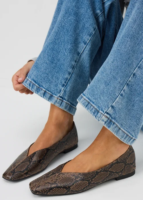 Snake Print Ballet Flats - 3 Image 2