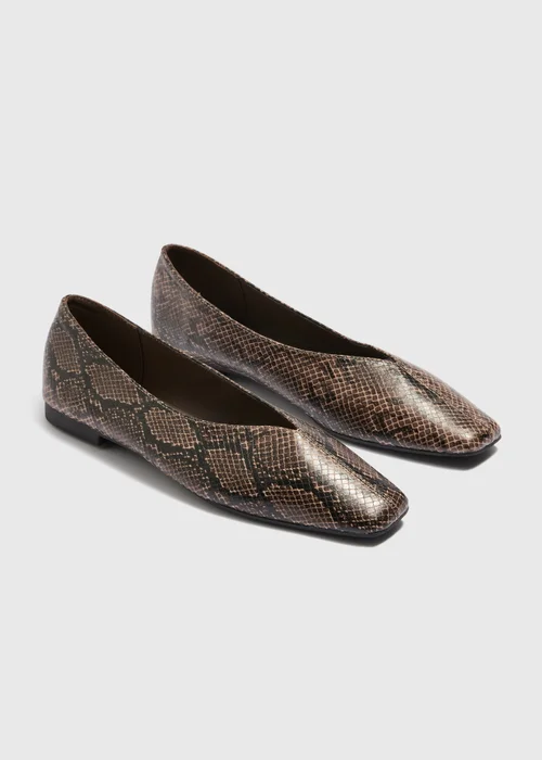 Snake Print Ballet Flats - 3 Image 1