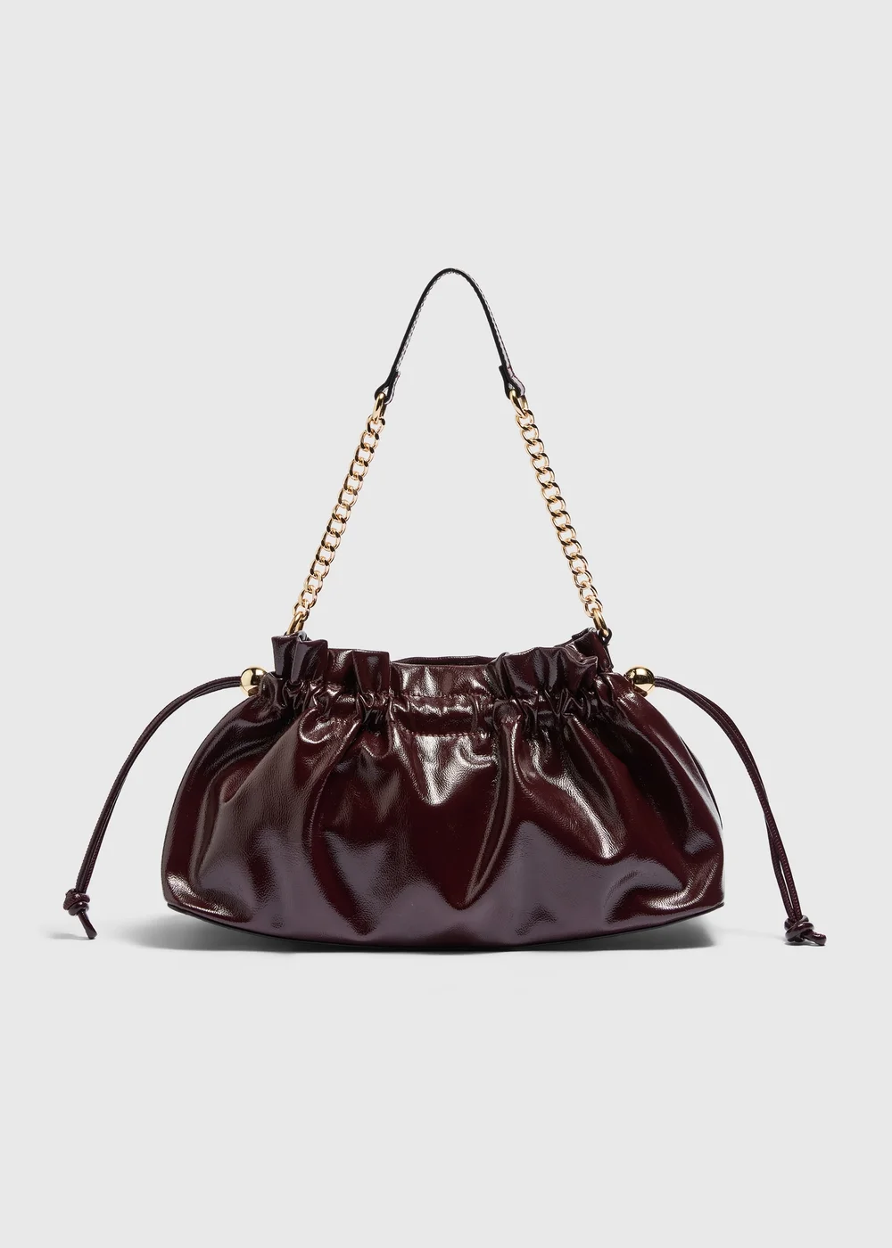 Burgundy Ruched Bag - One Size Image 1