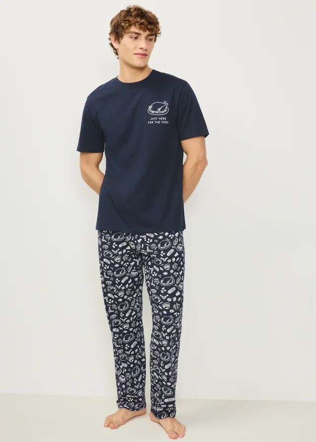 Navy Christmas Dinner Pyjama Set