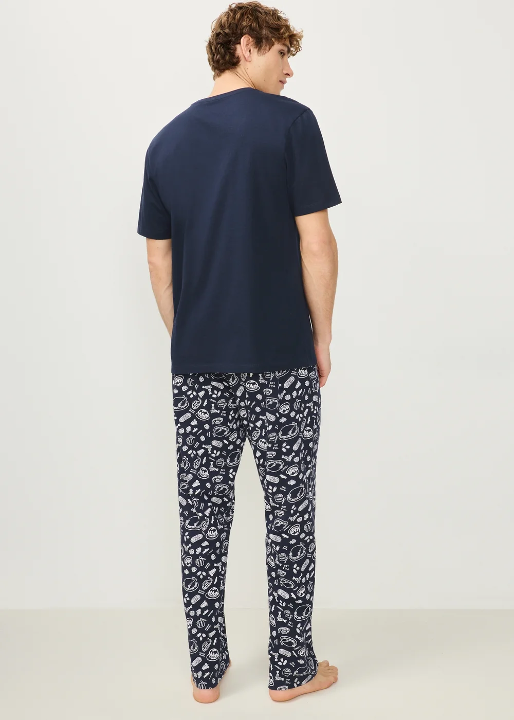 Navy Christmas Dinner Pyjama Set - XS Image 2