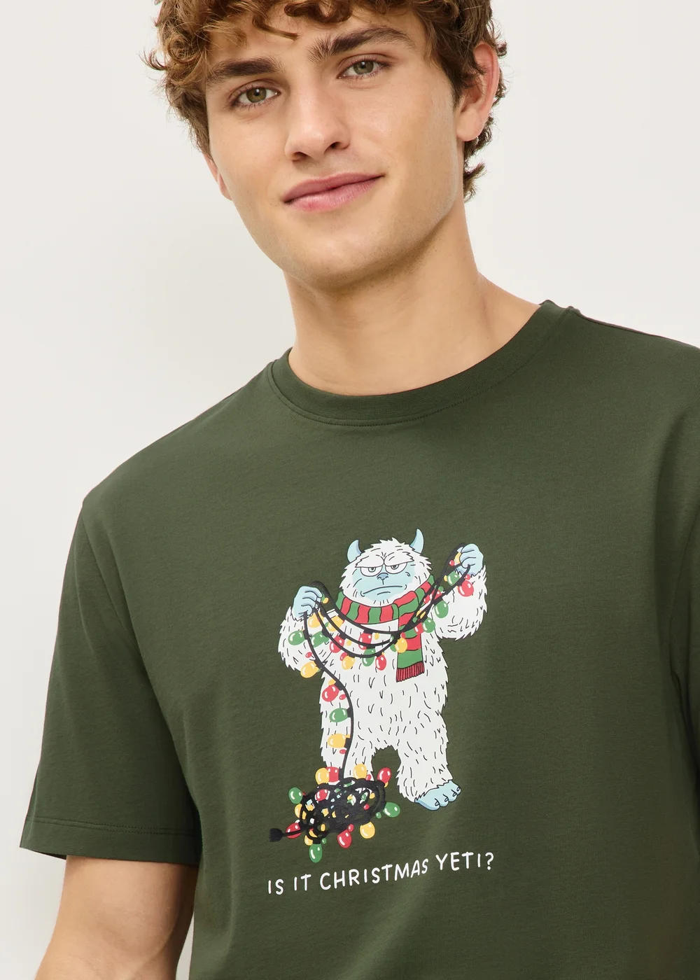 Green Yeti Print Christmas Pyjamas - XS Image 3
