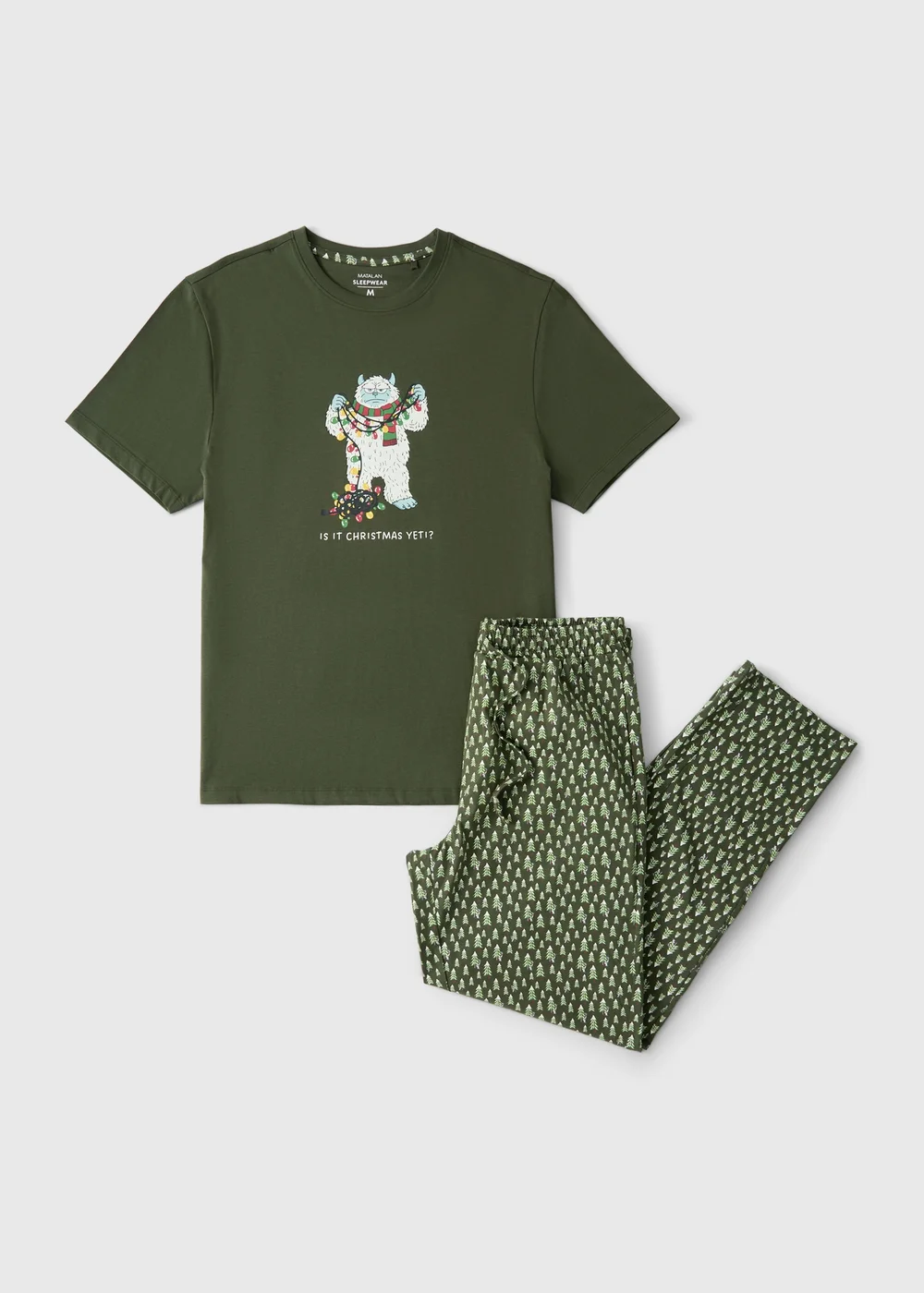Green Yeti Print Christmas Pyjamas - XS Image 4