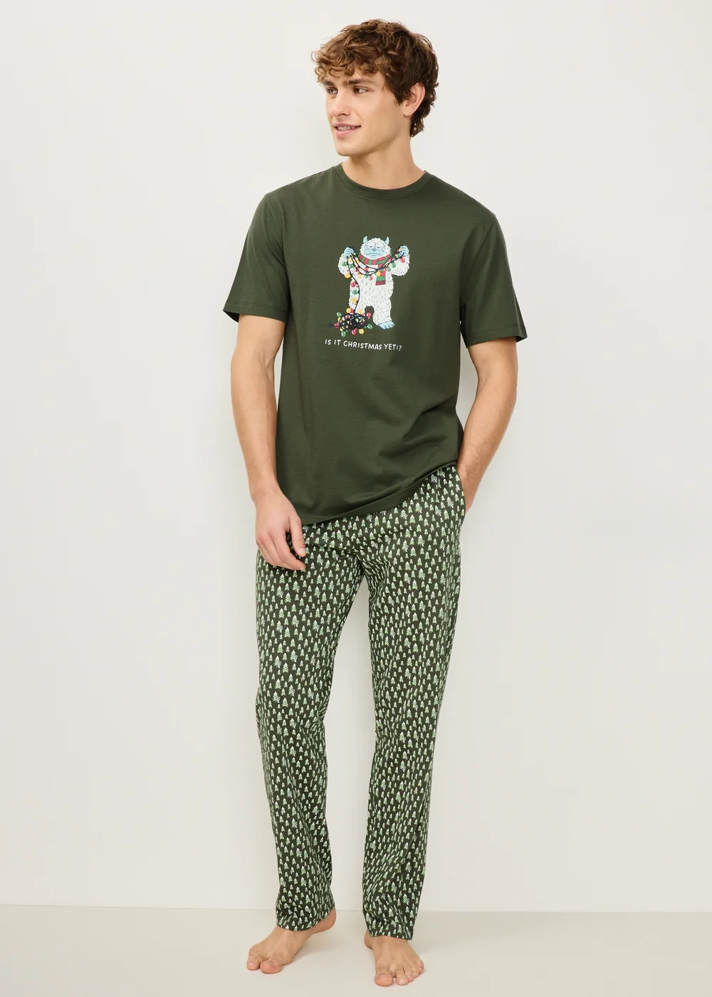 Green Yeti Print Christmas Pyjamas - XS Image 1