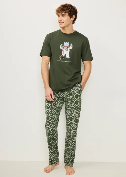Green Yeti Print Christmas Pyjamas - XS Image 1