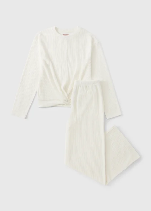 Cream Cosy Ribbed Lounge Set - S Image 4