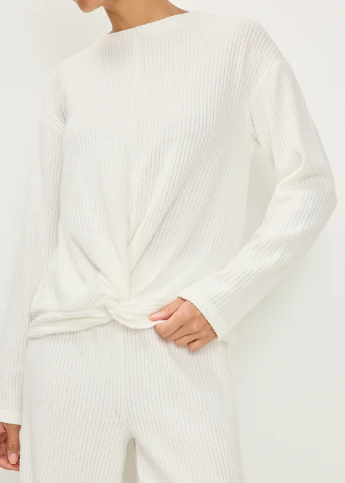 Cream Cosy Ribbed Lounge Set - S Image 3