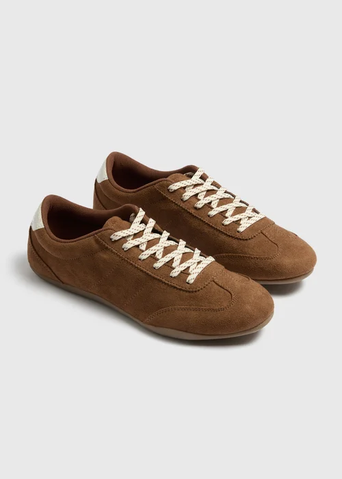Tan Retro Trainers - 3 Image 1