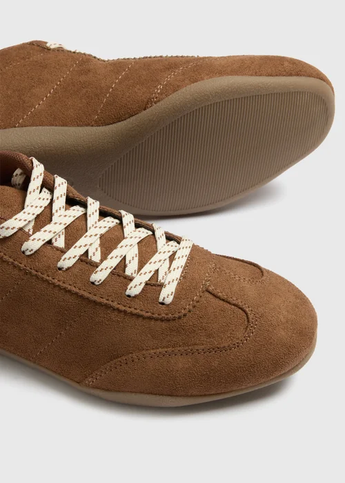 Tan Retro Trainers - 3 Image 2