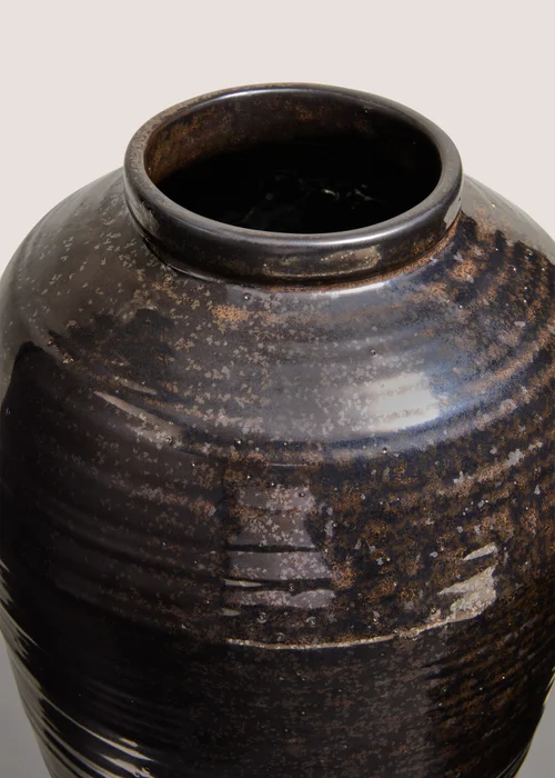 Chocolate Chrome Stoneware Vase Image 2
