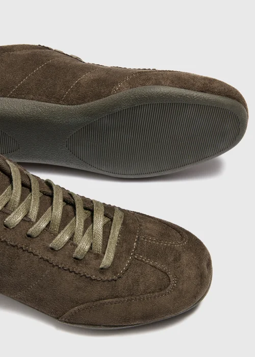 Khaki Slim Retro Trainers - 3 Image 2