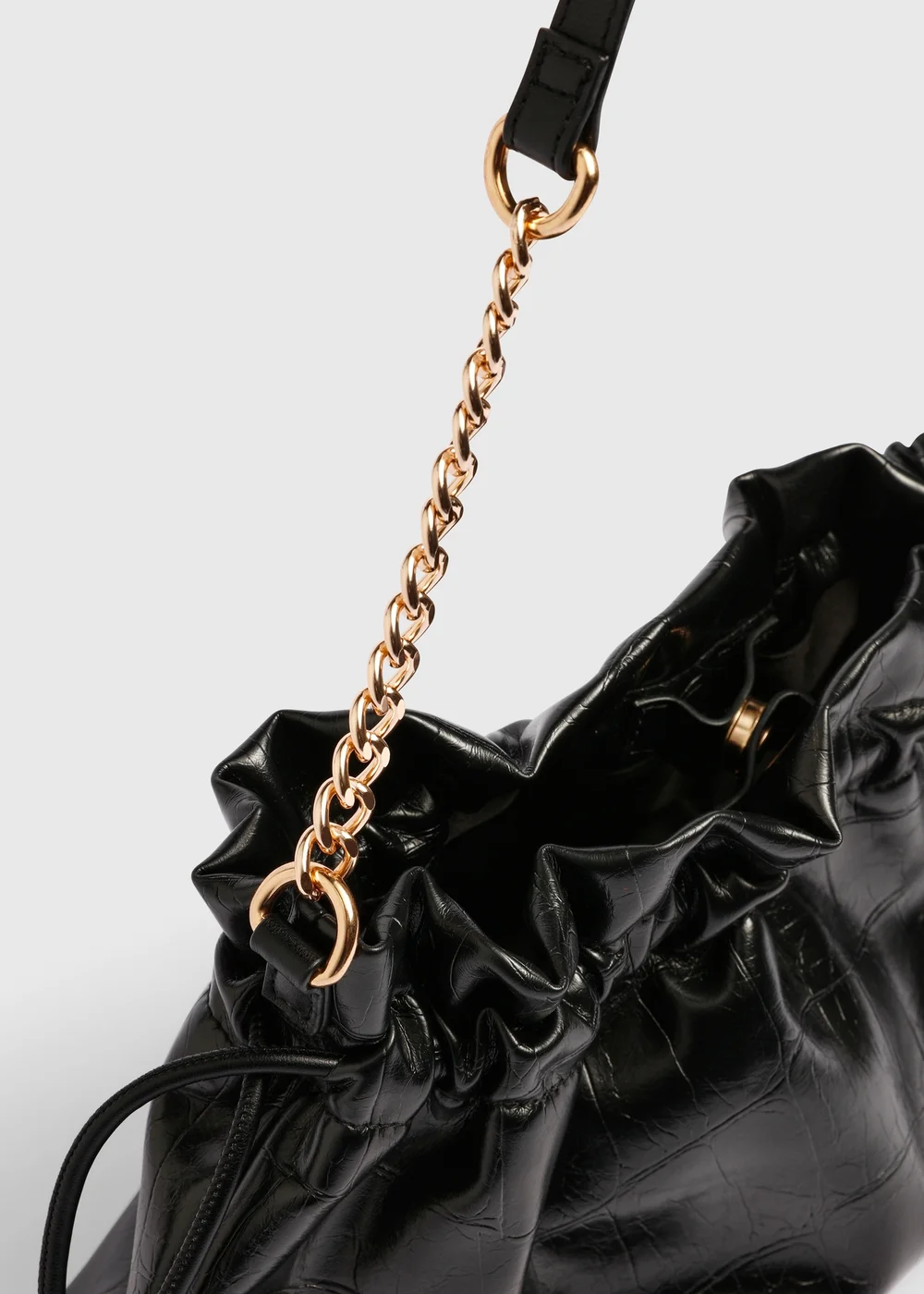 Black Ruched Fashion Bag - One Size Image 2