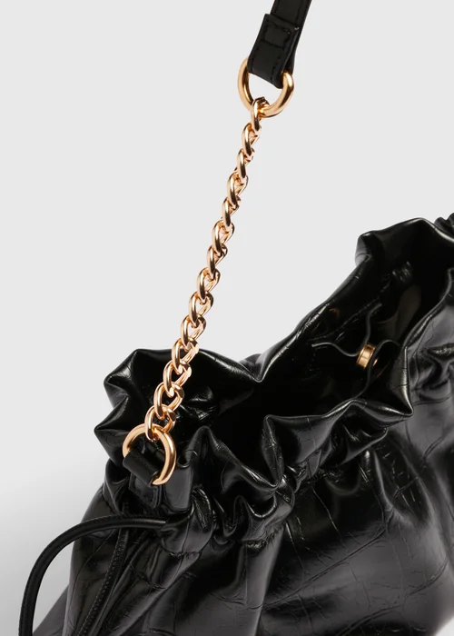 Black Ruched Fashion Bag - One Size Image 2