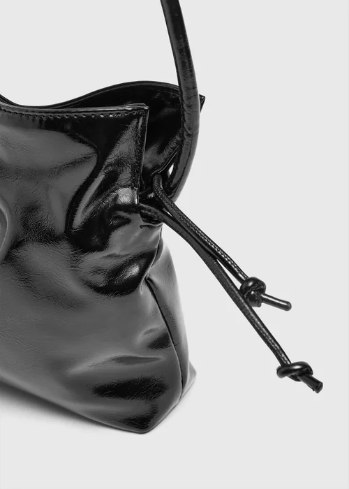 Black Ruched Fashion Bag - One Size Image 2