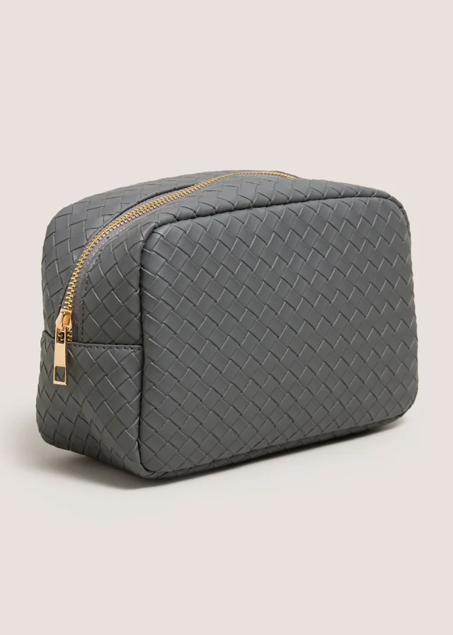 Grey Woven Makeup Bag