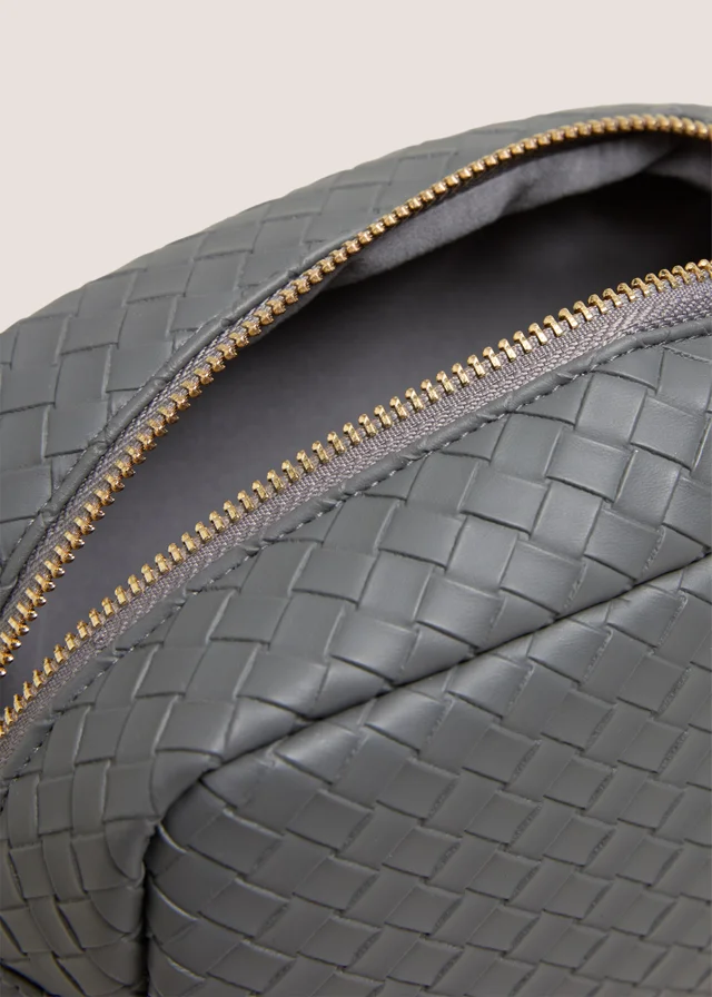 Grey Woven Makeup Bag
