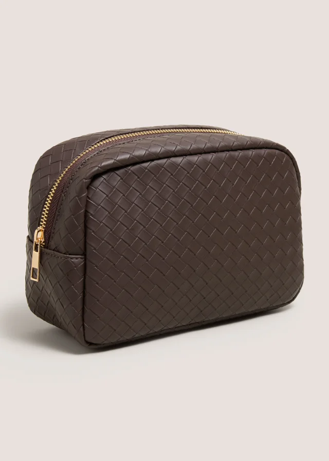Brown Woven Makeup Bag