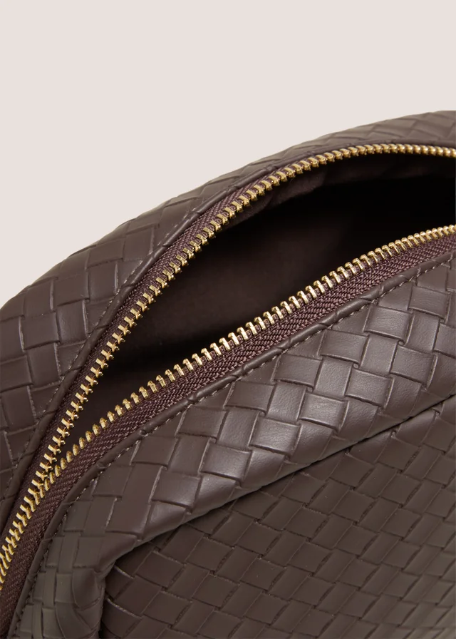 Brown Woven Makeup Bag